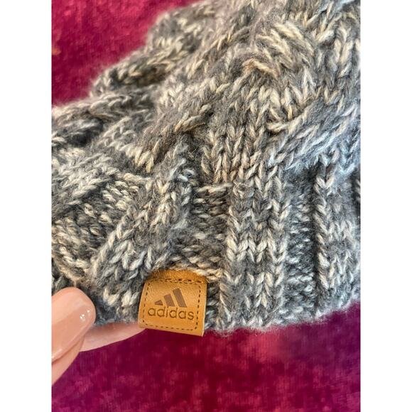 ADIDAS Crystal Brimmer Beanie Hat Gray Chunky Cable Knit - Picture 4 of 7